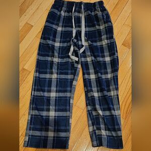 Womens Plaid Blue/Grey Lounge Pants with Drawstring. Size XS